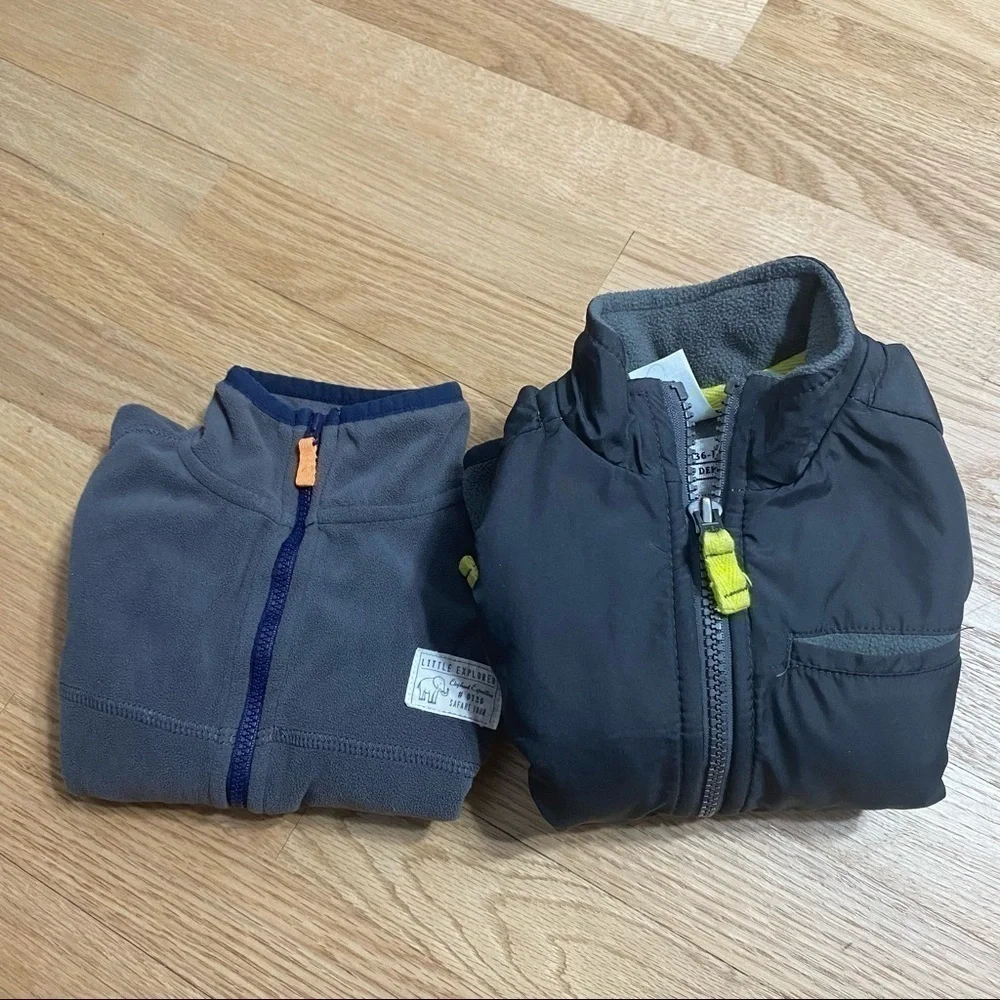 Carter’s Fleece Full Zip Jacket Sweatshirt Bundle 18 mos Gray Coat